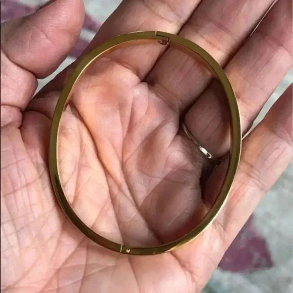 Yellow Gold Plated Stainless Steel Cubic Zirconia Cuff Bracelet NWT